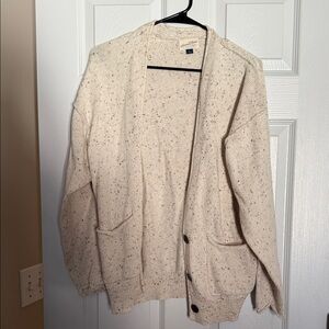 Universal Thread Speckled Cream Open Cardigan with Pockets - S